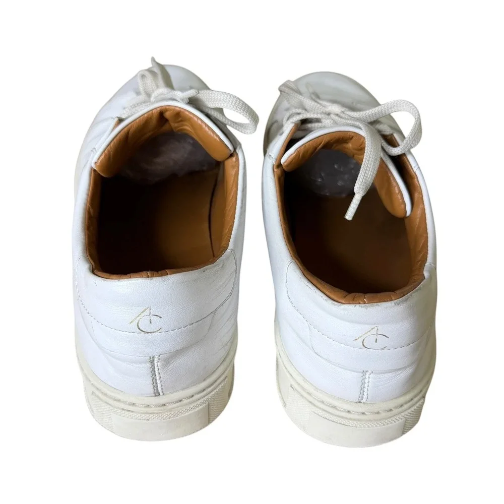 Armando Cabral Smart Minimalist Quiet Luxury Leather Sneakers White 9.5